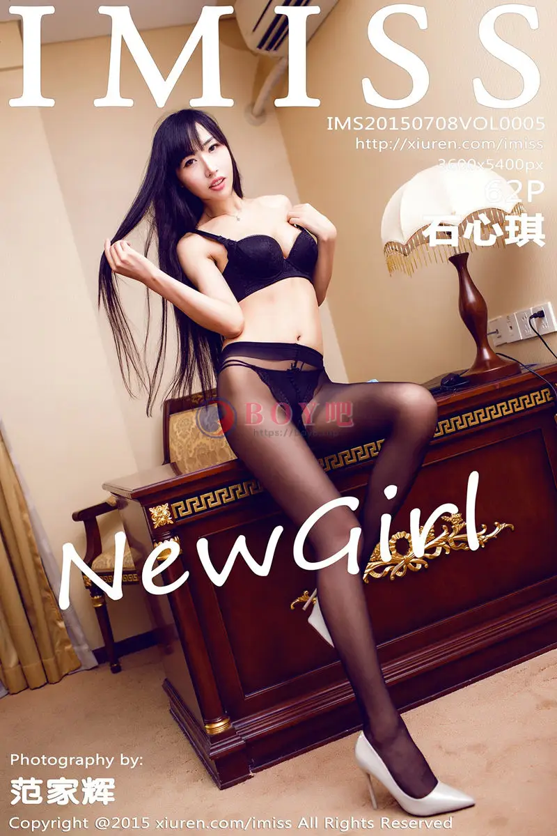 [IMiss爱蜜社] Vol.005 大长腿嫩模石心琪黑色情趣内衣吊带黑网诱惑写真-BOY吧