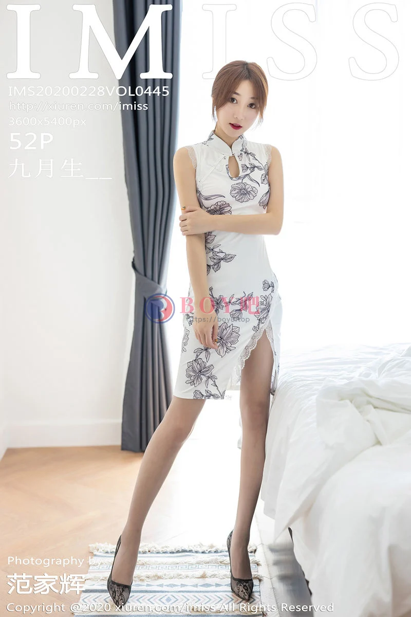 [IMiss爱蜜社] Vol.445 嫩模九月生私房优雅旗袍全脱露性感内衣无内肉丝诱人写真-BOY吧