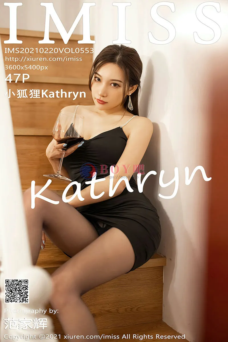 [IMiss爱蜜社] Vol.553 女神小狐狸Kathryn吊带包臀短裙配黑丝裤袜秀翘臀美腿诱惑写真-BOY吧