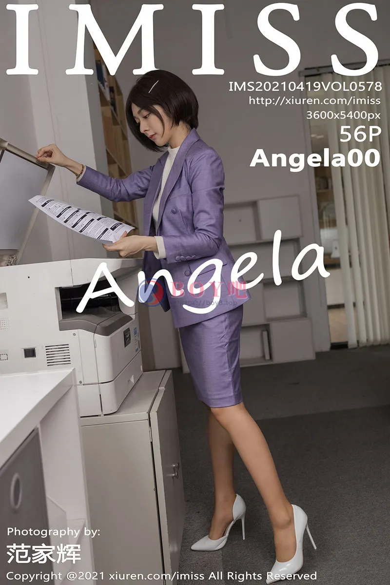 [IMiss爱蜜社] Vol.578 女神Angela00办公室制服主题半脱露性感内衣肉丝裤袜诱惑写真-BOY吧