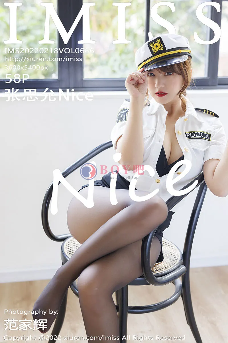 [IMiss爱蜜社] Vol.666 模特张思允Nice私房性感警官制服半脱露黑色内衣迷人诱惑写真-BOY吧