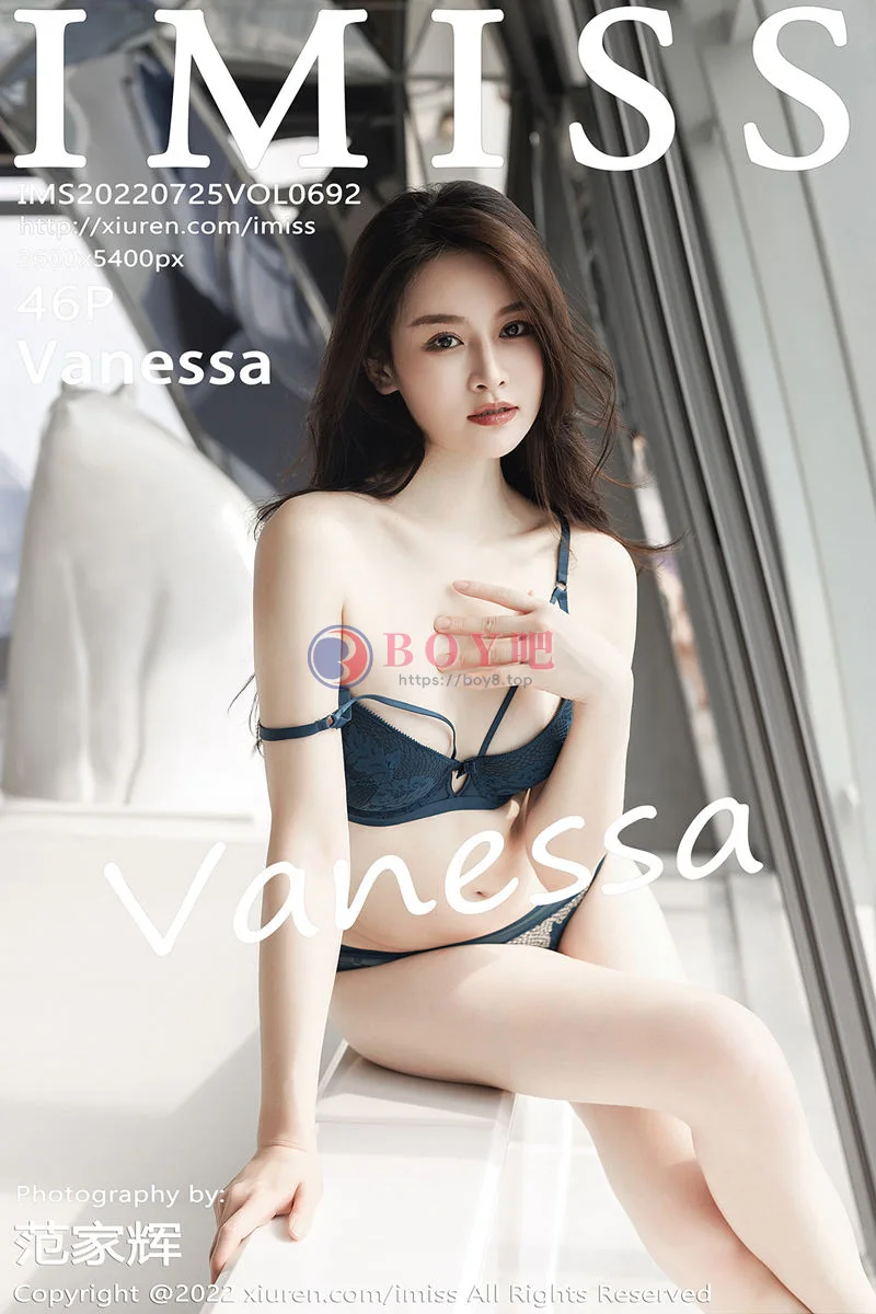[IMiss爱蜜社] Vol.692 气质美女Vanessa私房脱收身连衣裙露性感蕾丝内衣完美诱惑写真-BOY吧