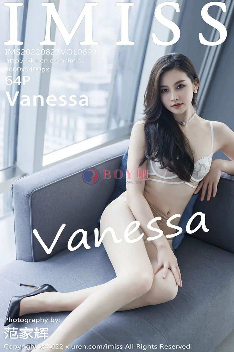 [IMiss爱蜜社] Vol.694 气质美女Vanessa淡橙色上衣配短裙半脱露蕾丝内衣诱惑写真-BOY吧