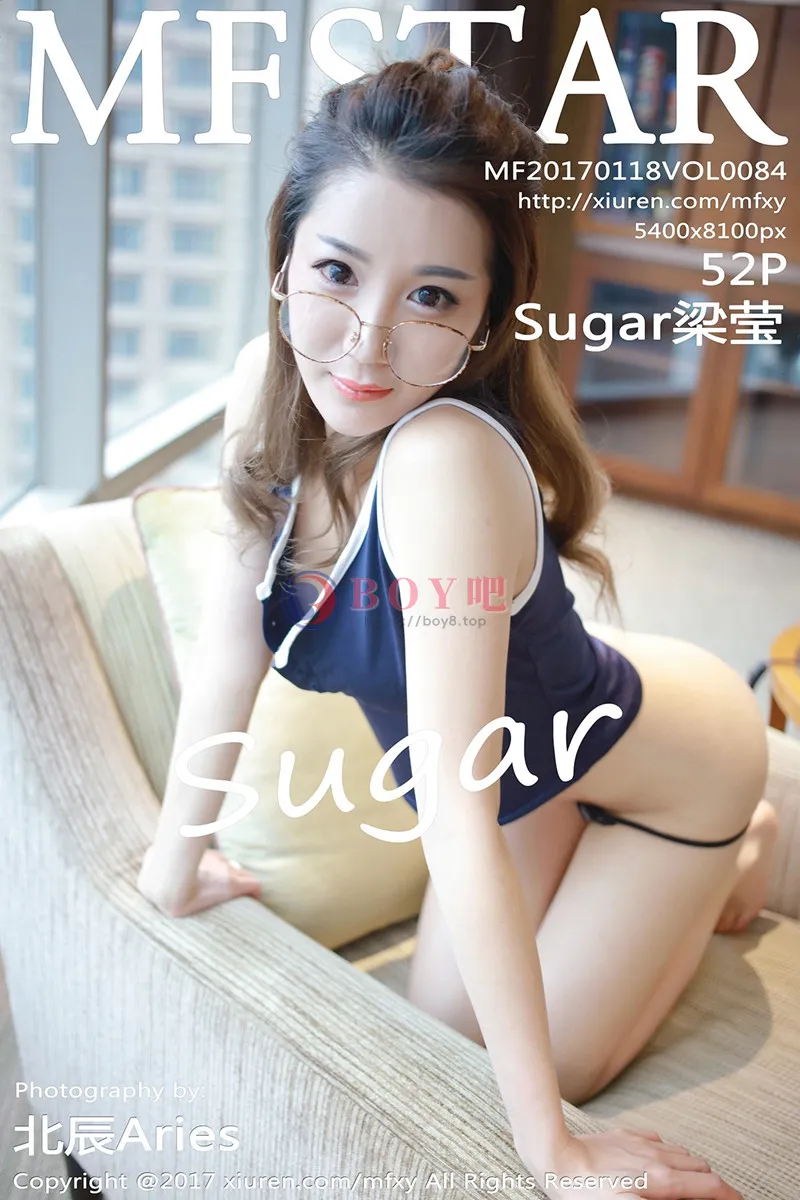 [MFStar模范学院] Vol.084 嫩模Sugar梁莹眼镜OL主题脱黑色丁字裤大尺度诱惑写真-BOY吧