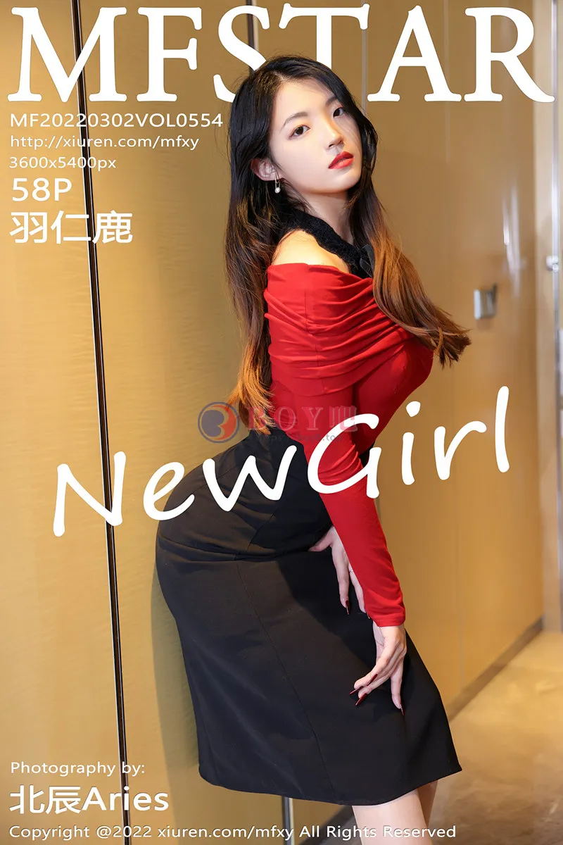 [MFStar模范学院] Vol.554 模特羽仁鹿性感红色上衣配黑短裙半脱露黑色蕾丝内衣诱惑写真-BOY吧