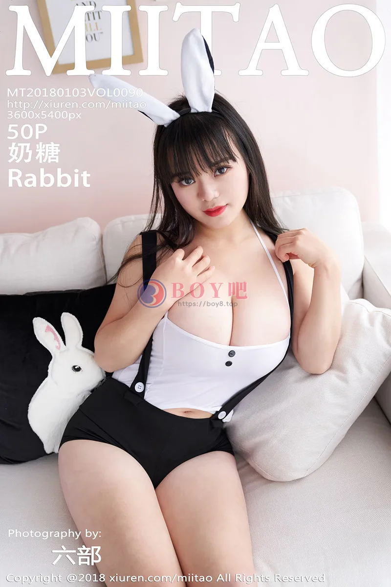 [MiiTao蜜桃社] Vol.090 嫩模奶糖Rabbit居家全裸上身吊带遮点秀傲人巨乳诱惑写真-BOY吧