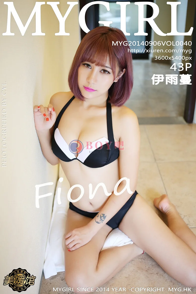 [MyGirl美媛馆] Vol.040 嫩模Fiona伊雨蔓泳池边性感黑色比基尼完美身材写真-BOY吧