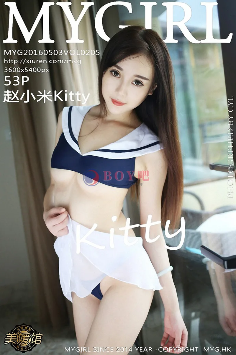 [MyGirl美媛馆] Vol.205 嫩模赵小米Kitty三亚旅拍第3套蓝色水手学生制服写真-BOY吧