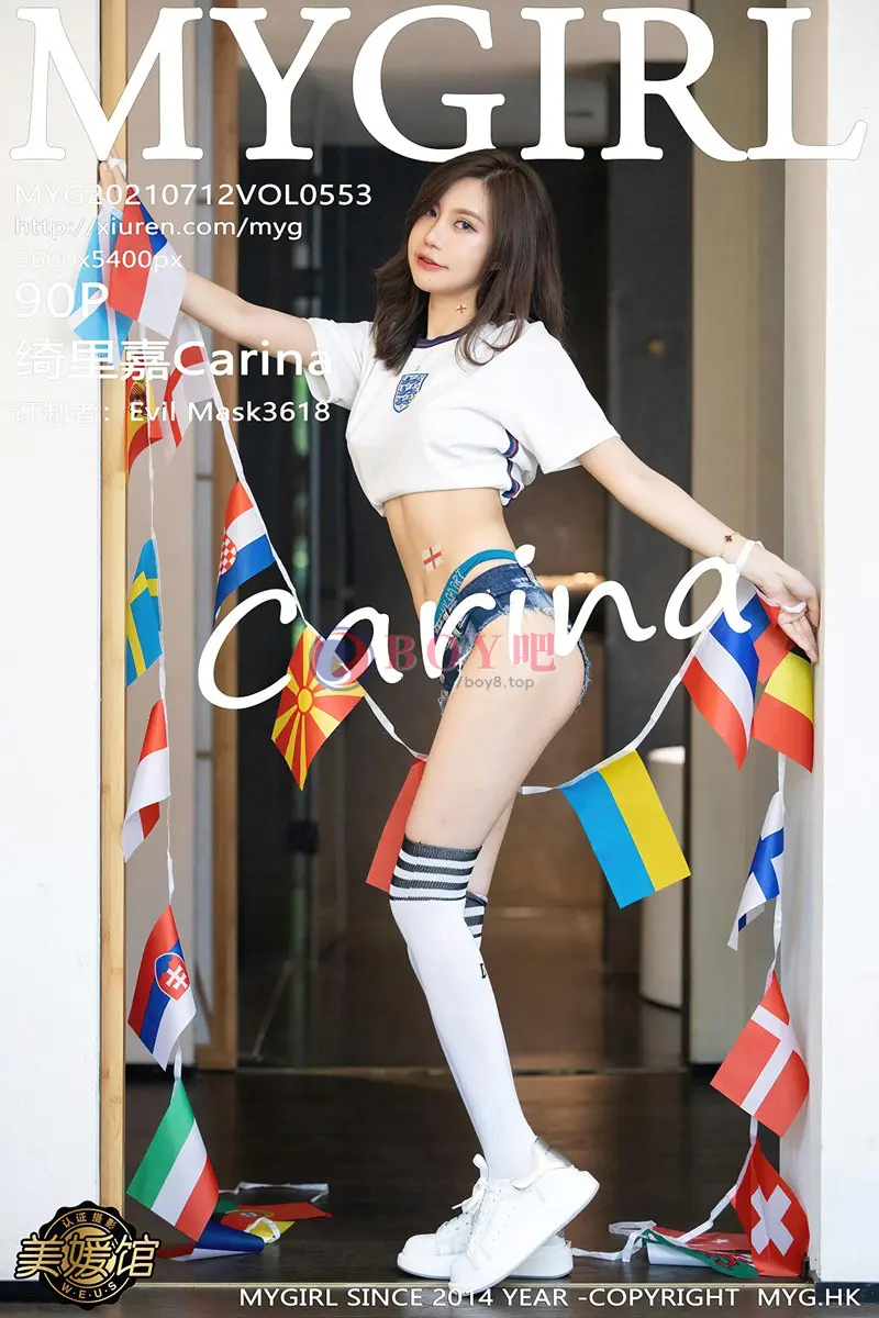 [MyGirl美媛馆] Vol.553 女神绮里嘉Carina江浙沪旅拍足球宝贝主题半脱露豪乳诱惑写真-BOY吧