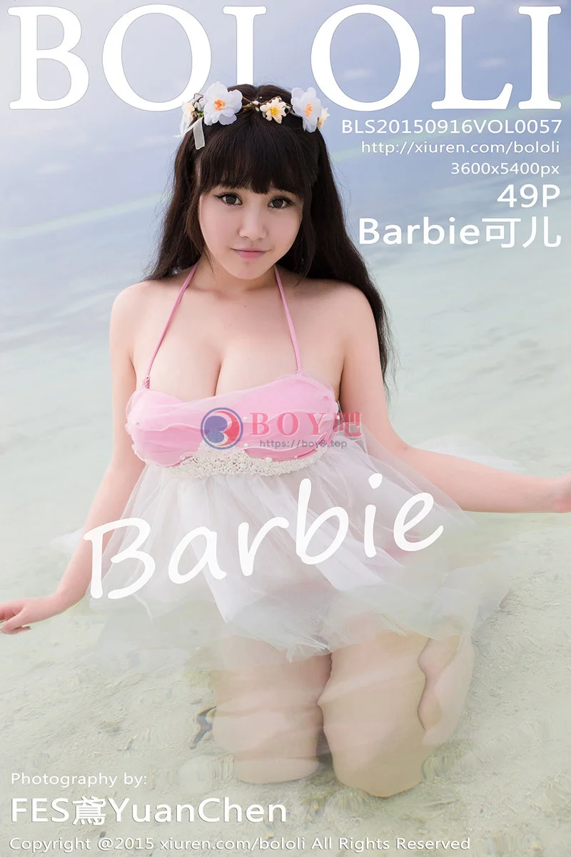 [BoLoli波萝社] Vol.057 嫩模Barbie可儿泳池里性感比基尼半脱秀豪乳诱惑写真-BOY吧