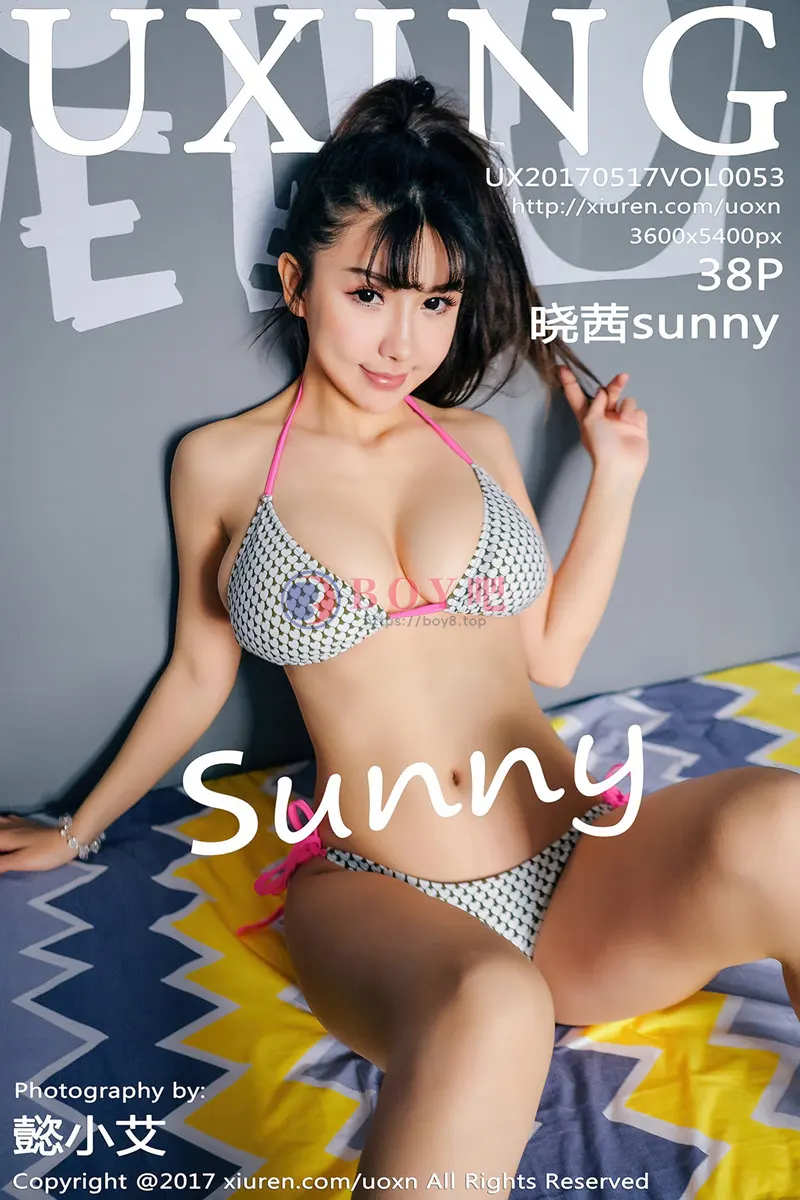 [UXING优星馆] Vol.053 巨乳嫩模晓茜sunny粉红薄纱性感内衣秀傲人巨乳诱惑写真-BOY吧