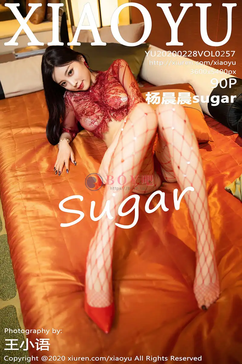 [XiaoYu语画界] Vol.257 女神杨晨晨sugar私房猩红情趣内衣配镂空网袜诱人写真 - BOY吧-BOY吧