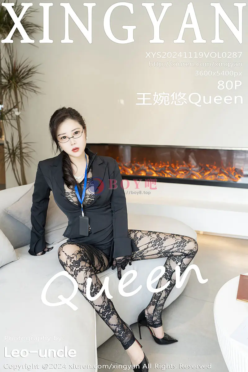 [XingYan星颜社] Vol.287 模特王婉悠Queen性感OL服饰露黑色蕾丝连体衣极致魅惑写真-BOY吧