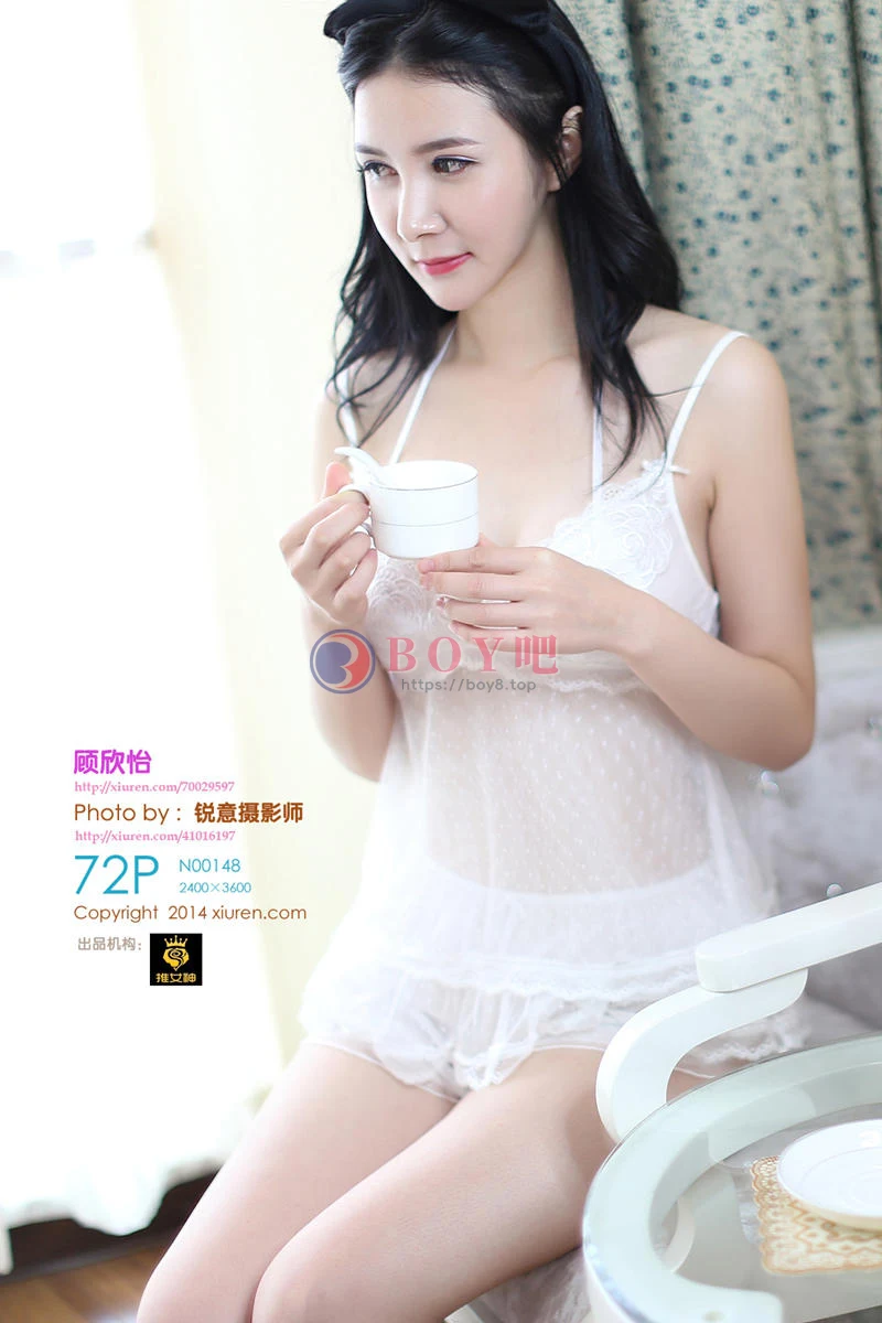 [XiuRen秀人网] No.148 嫩模顾欣怡居家性感女仆装半脱秀白嫩美乳诱惑写真-BOY吧