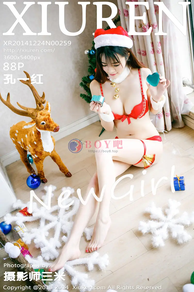 [XiuRen秀人网] No.259 网络红人美女校花孔一红圣诞主题性感红色内衣完美诱惑写真-BOY吧