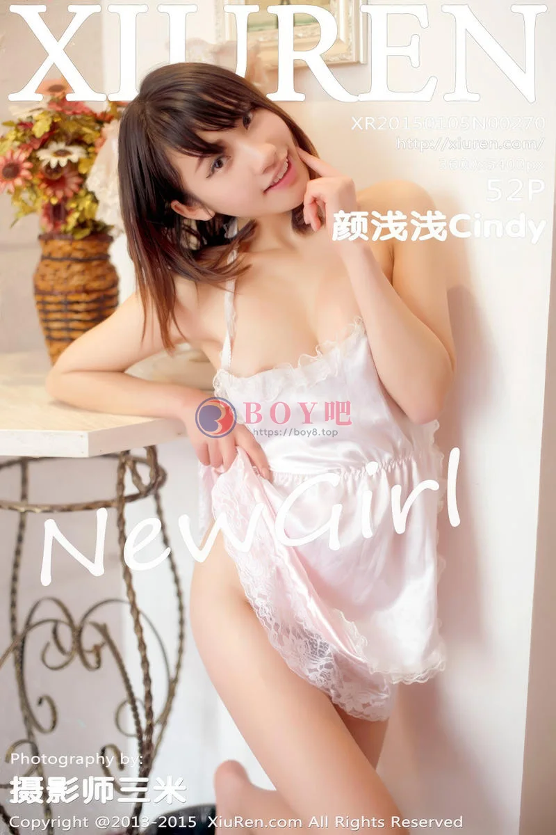 [XiuRen秀人网] No.270 嫩模颜浅浅Cindy白色吊带睡裙真空露美乳撩人诱惑写真 - BOY吧-BOY吧