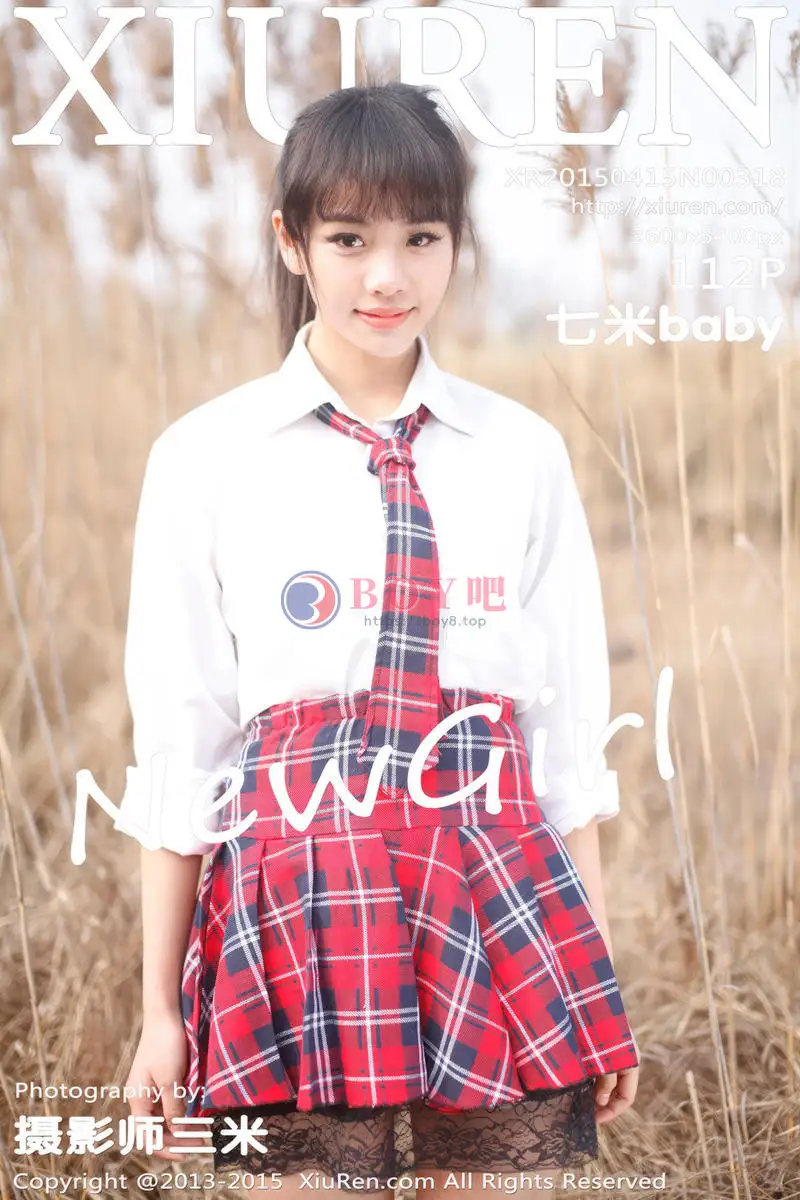 [XiuRen秀人网] No.318 邻家女孩七米baby户外红色格子裙清新学生装迷人写真 - BOY吧-BOY吧