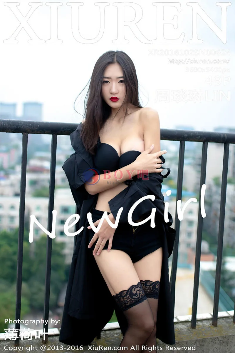 [XiuRen秀人网] No.624 嫩模周琰琳LIN室外露天天台性感内衣黑色蕾丝袜迷人美腿写真 - BOY吧-BOY吧