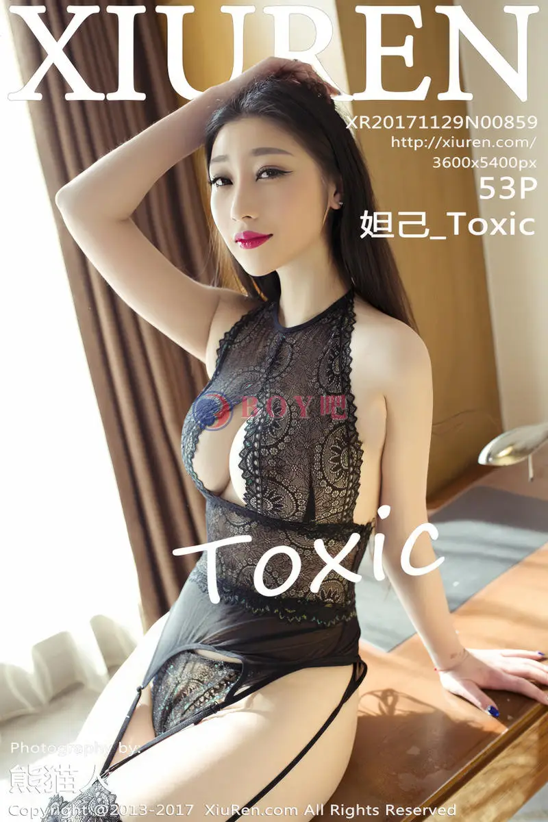 [XiuRen秀人网] No.859 嫩模妲己_Toxic黑色开胸情趣内衣透视美乳激凸诱惑写真-BOY吧