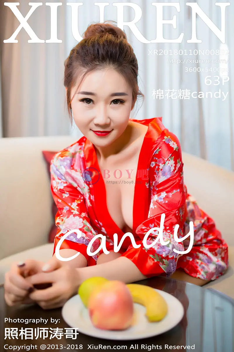 [XiuRen秀人网] No.892 嫩模棉花糖candy红色和服秀傲人豪乳+半透内衣诱惑写真-BOY吧