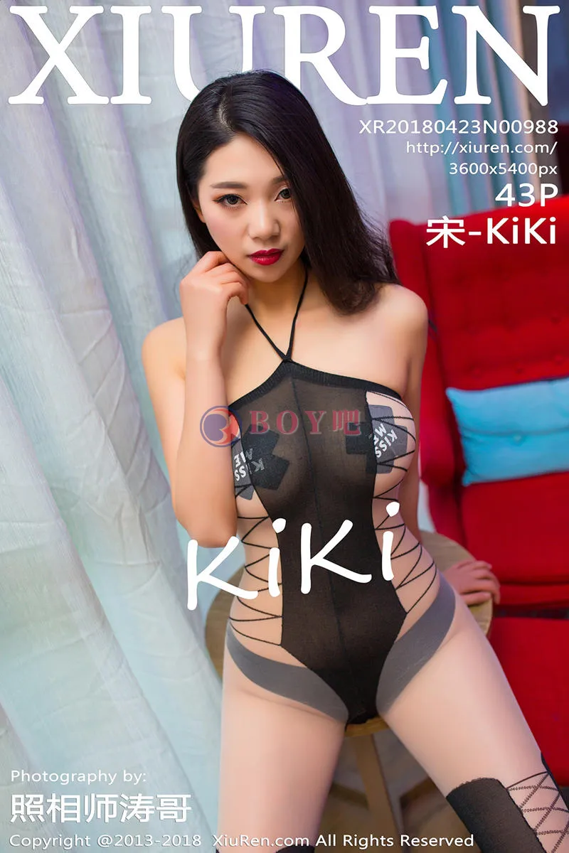 [XiuRen秀人网] No.988 嫩模宋-KiKi白色蕾丝情趣薄纱秀美乳胶带遮点撩人诱惑写真-BOY吧