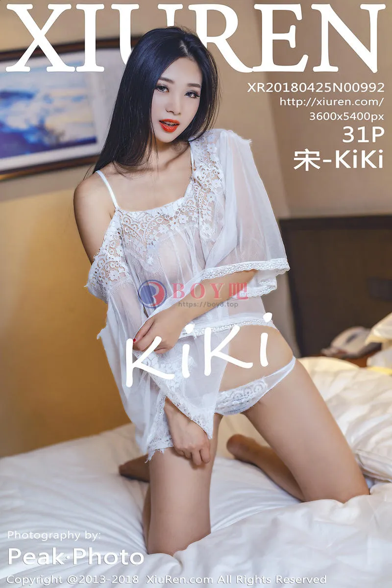 [XiuRen秀人网] No.992 女神宋-KiKi白色吊带薄纱无内真空透视秀美乳火辣诱惑写真-BOY吧
