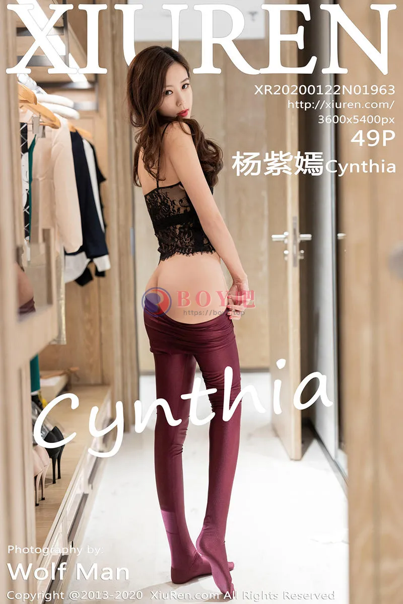 [XiuRen秀人网] No.1963 嫩模杨紫嫣Cynthia私房黑色蕾丝情趣内衣配紧身裤诱惑写真 - BOY吧-BOY吧