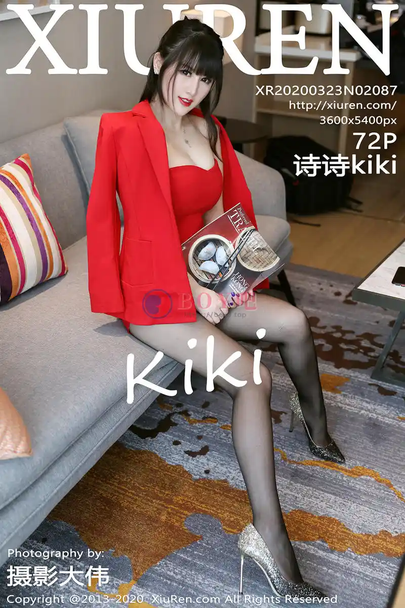 [XiuRen秀人网] No.2087 嫩模诗诗kiki私房红色连身裙配无内黑丝裤袜秀翘臀诱惑写真-BOY吧