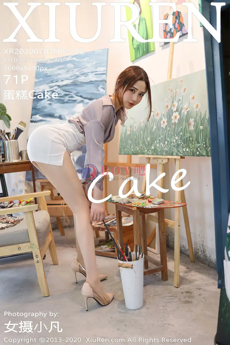 [XiuRen秀人网] No.2288 嫩模蛋糕Cake画室剧情主题性感内衣配开档肉丝裤袜撩人诱惑写真-BOY吧