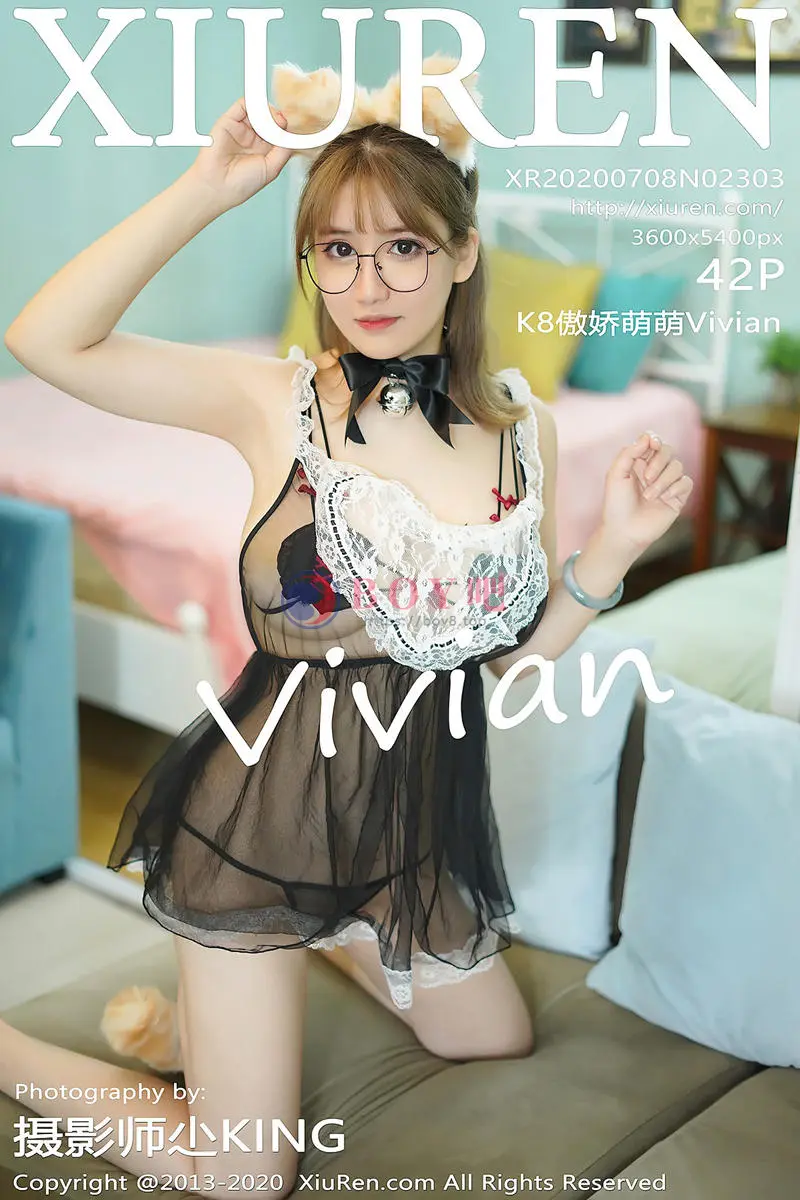 [XiuRen秀人网] No.2303 嫩模K8傲娇萌萌私房镂空小猫咪女仆装透视秀豪乳极致诱惑写真-BOY吧