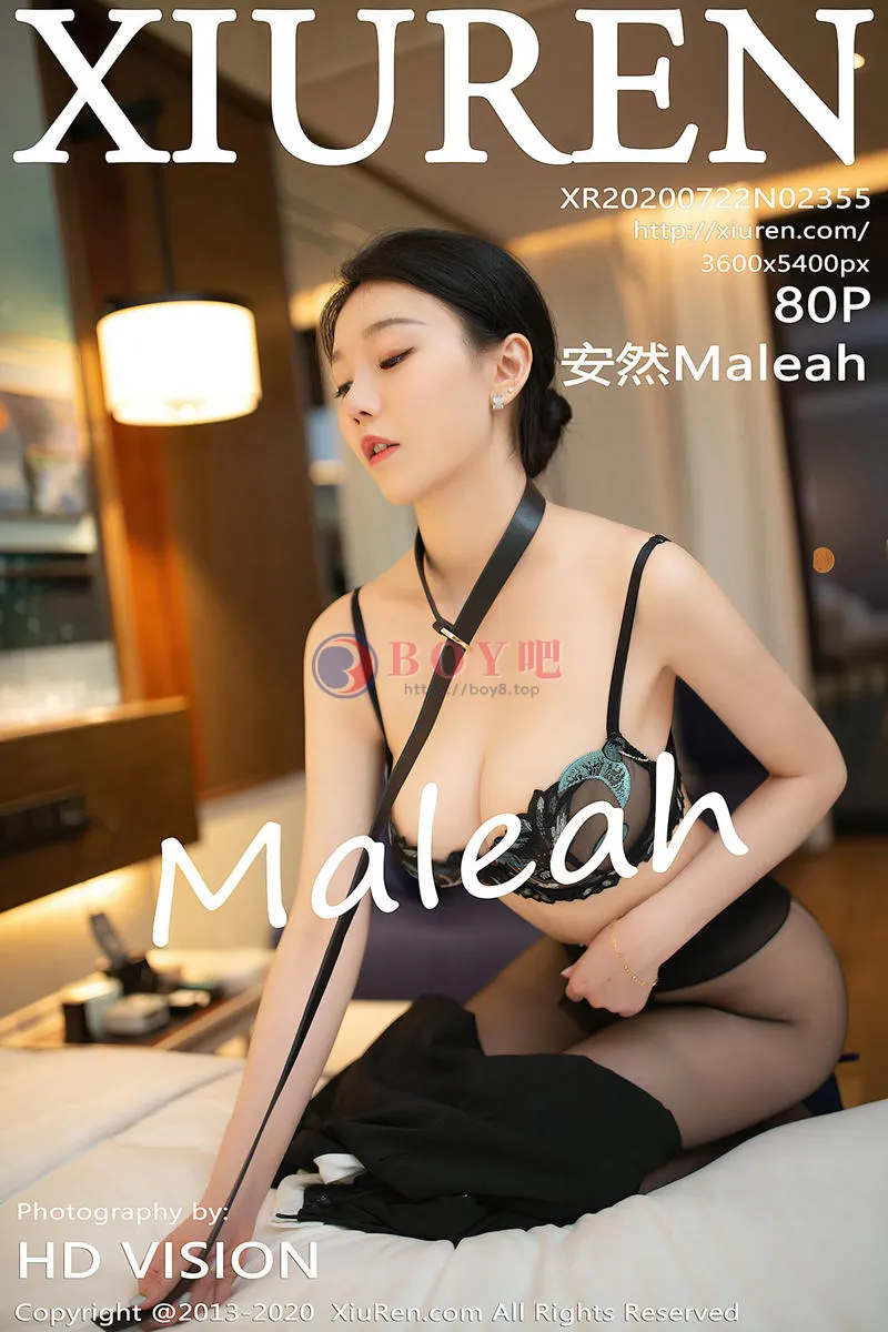 [XiuRen秀人网] No.2355 嫩模安然Maleah居家女友主题床上半脱无内黑丝露翘臀诱惑写真-BOY吧