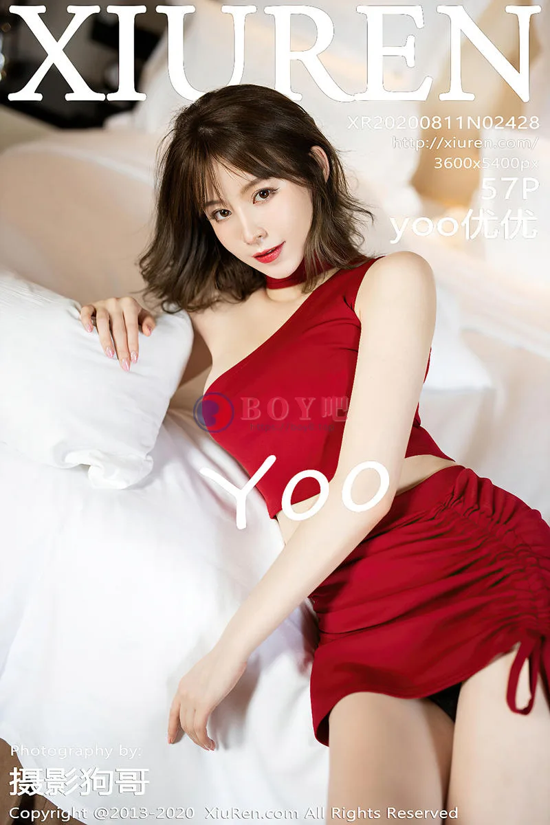 [XiuRen秀人网] No.2428 嫩模yoo优优私房脱性感猩红短裙露黑色内衣撩人姿势诱惑写真-BOY吧