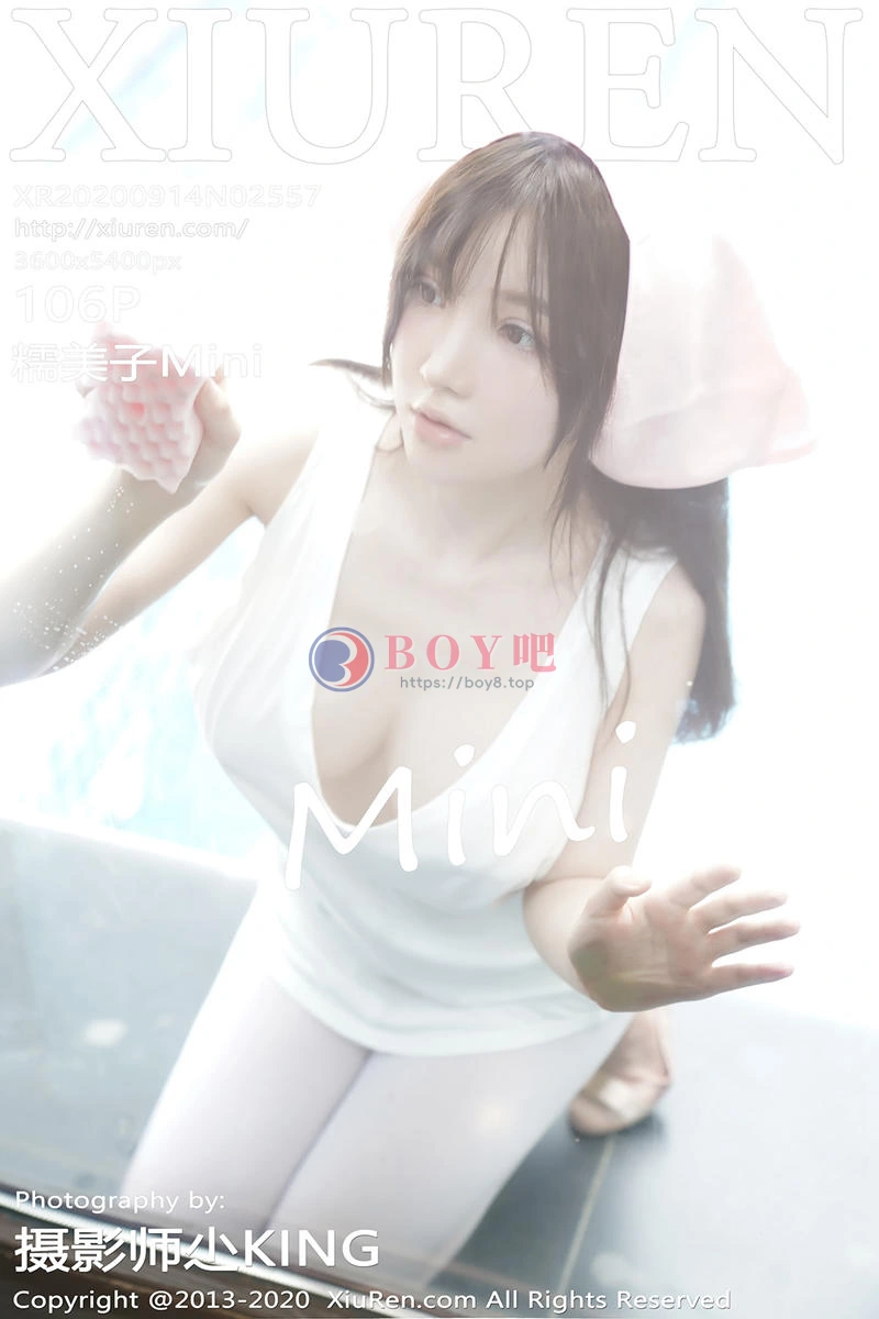 [XiuRen秀人网] No.2557 女神糯美子Mini性感家政女仆主题超薄无内白丝裤袜极致诱惑写真-BOY吧