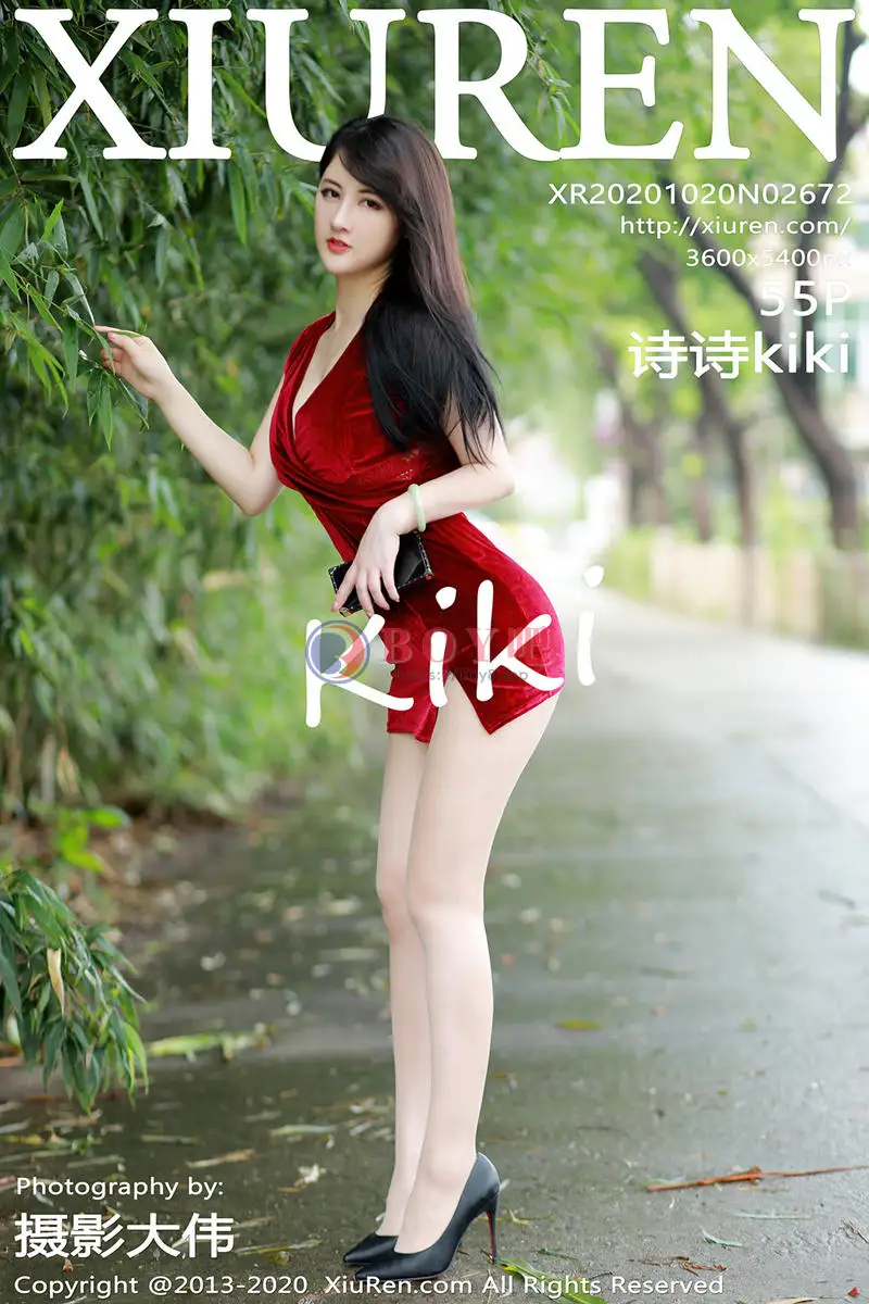 [XiuRen秀人网] No.2672 嫩模诗诗kiki脱猩红吊裙露性感红色内衣超薄肉丝裤袜诱惑写真-BOY吧