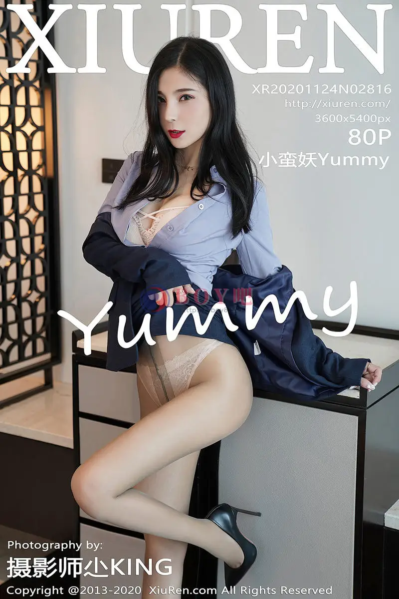 [XiuRen秀人网] No.2816 嫩模小蛮妖Yummy职场白衬衫OL主题半脱肉丝裤袜秀翘臀诱惑写真-BOY吧