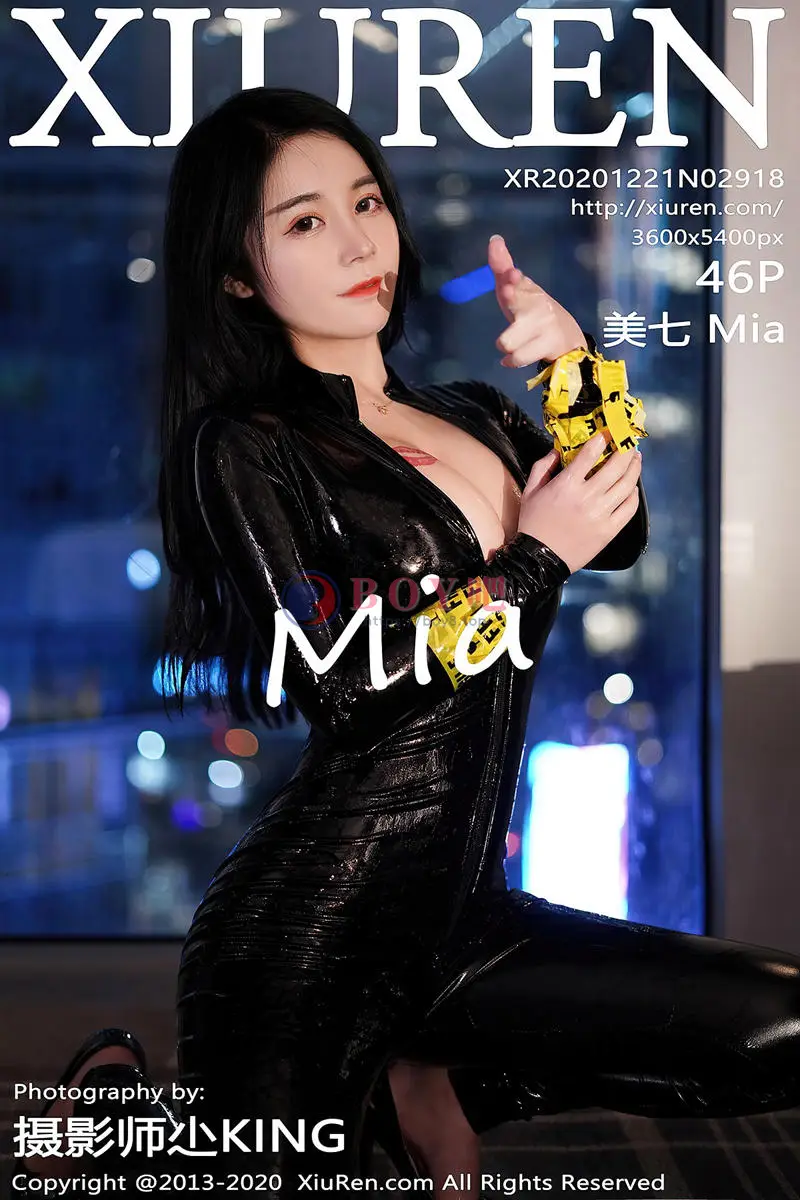 [XiuRen秀人网] No.2918 嫩模美七Mia情趣连体皮衣制服半开露傲人豪乳惹火诱惑写真 - BOY吧-BOY吧
