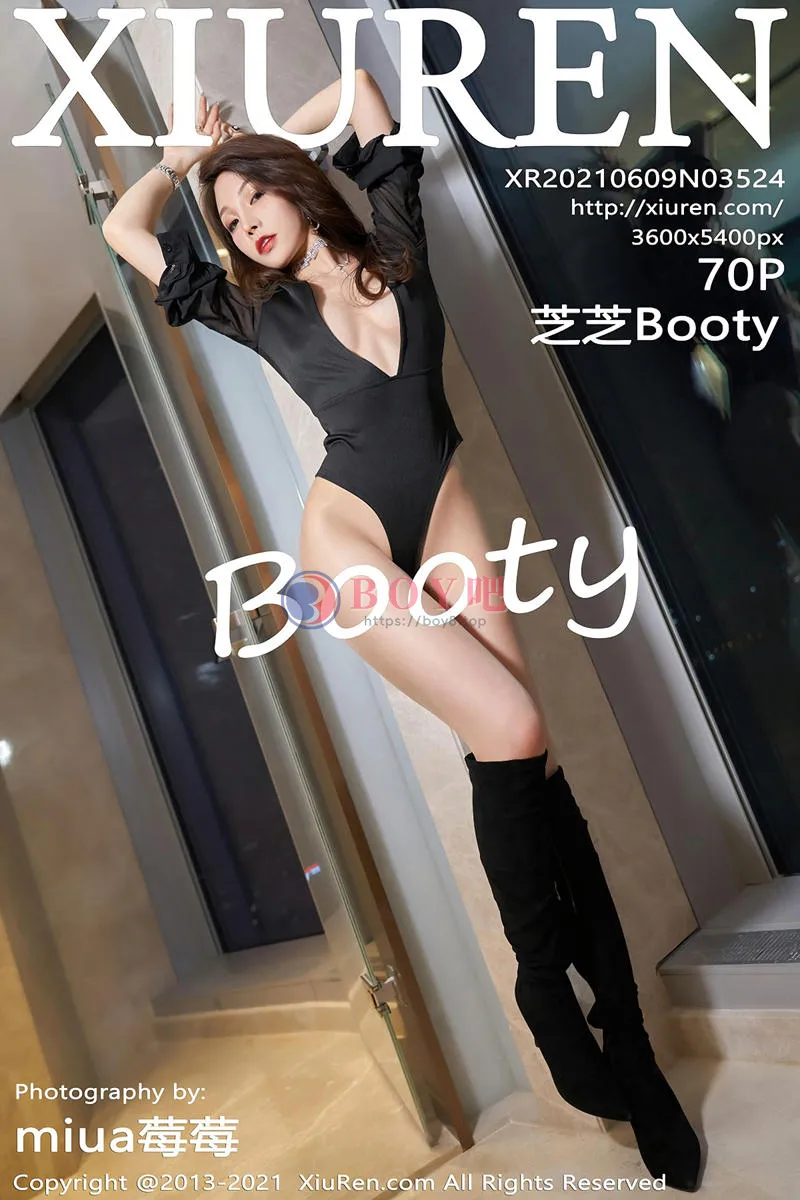 [XiuRen秀人网] NO.3524 女神芝芝Booty私房黑色深V连体衣配闪亮肉丝裤袜极致魅惑写真 - BOY吧-BOY吧