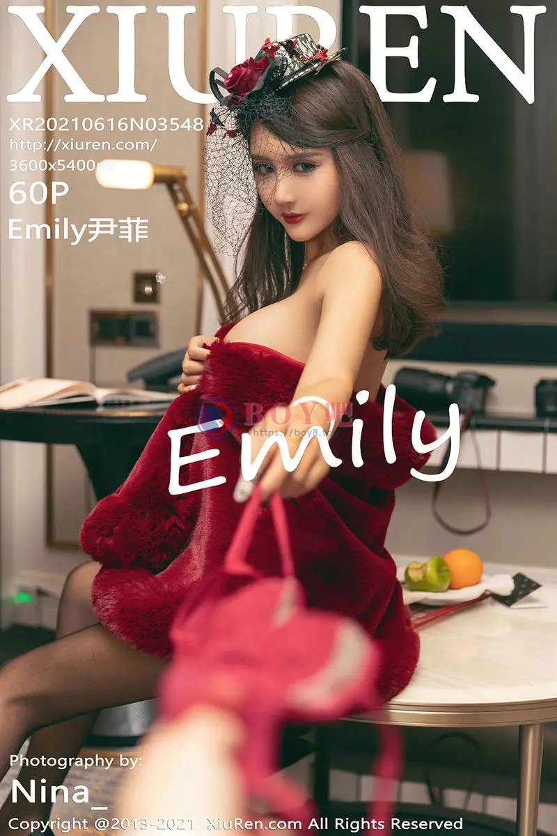 [XiuRen秀人网] NO.3548 女神Emily尹菲澳门旅拍猩红贵妇装束半脱露翘臀撩人诱惑写真 - BOY吧-BOY吧