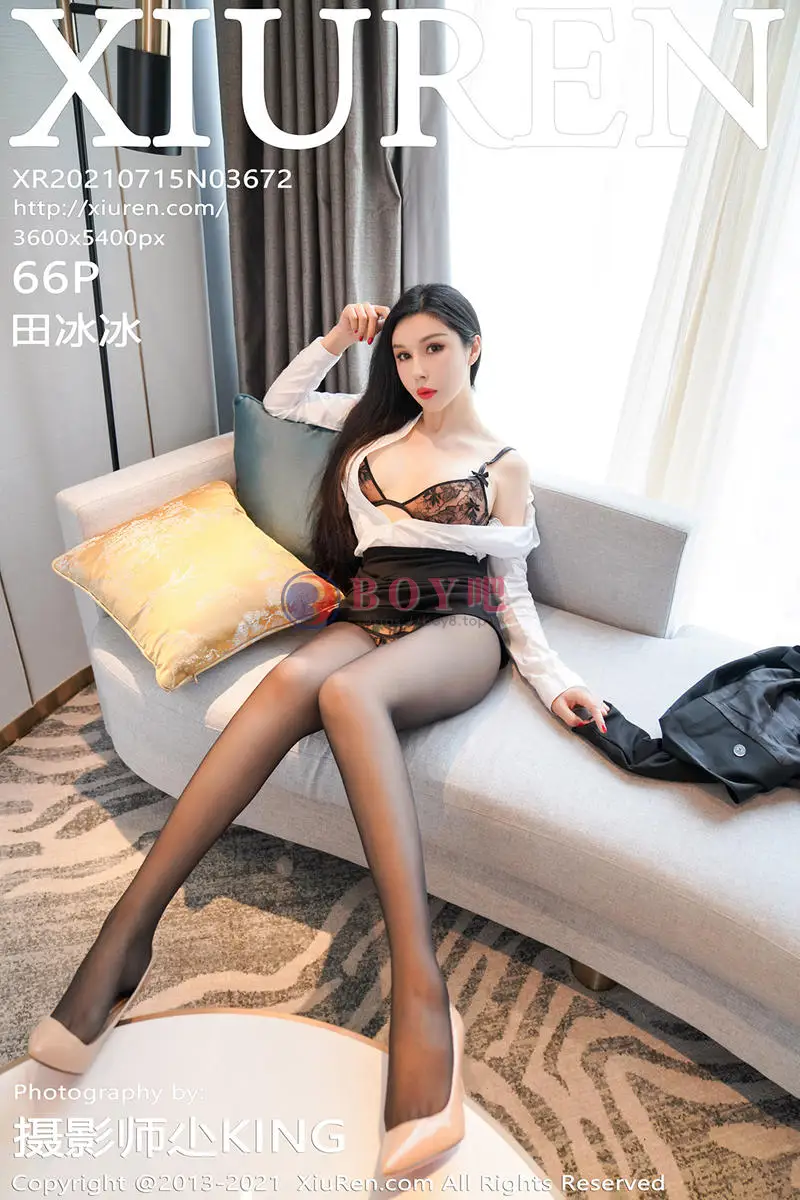 [XiuRen秀人网] NO.3672 模特田冰冰经典职场OL主题撩裙露开档黑丝秀翘臀惹火诱惑写真 - BOY吧-BOY吧