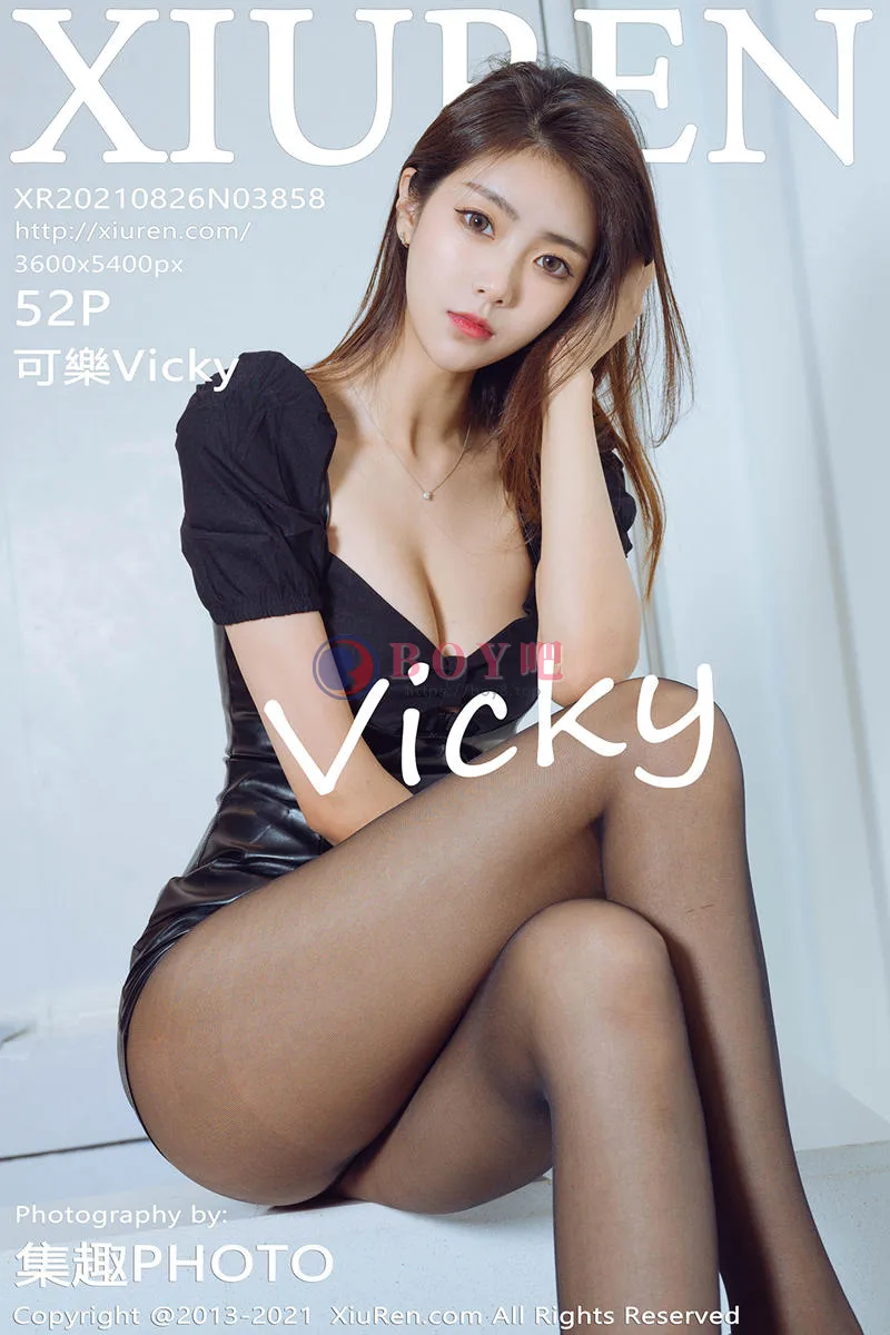 [XiuRen秀人网] NO.3858 模特可乐Vicky私房经典黑皮裙配黑丝裤袜秀美腿迷人诱惑写真 - BOY吧-BOY吧