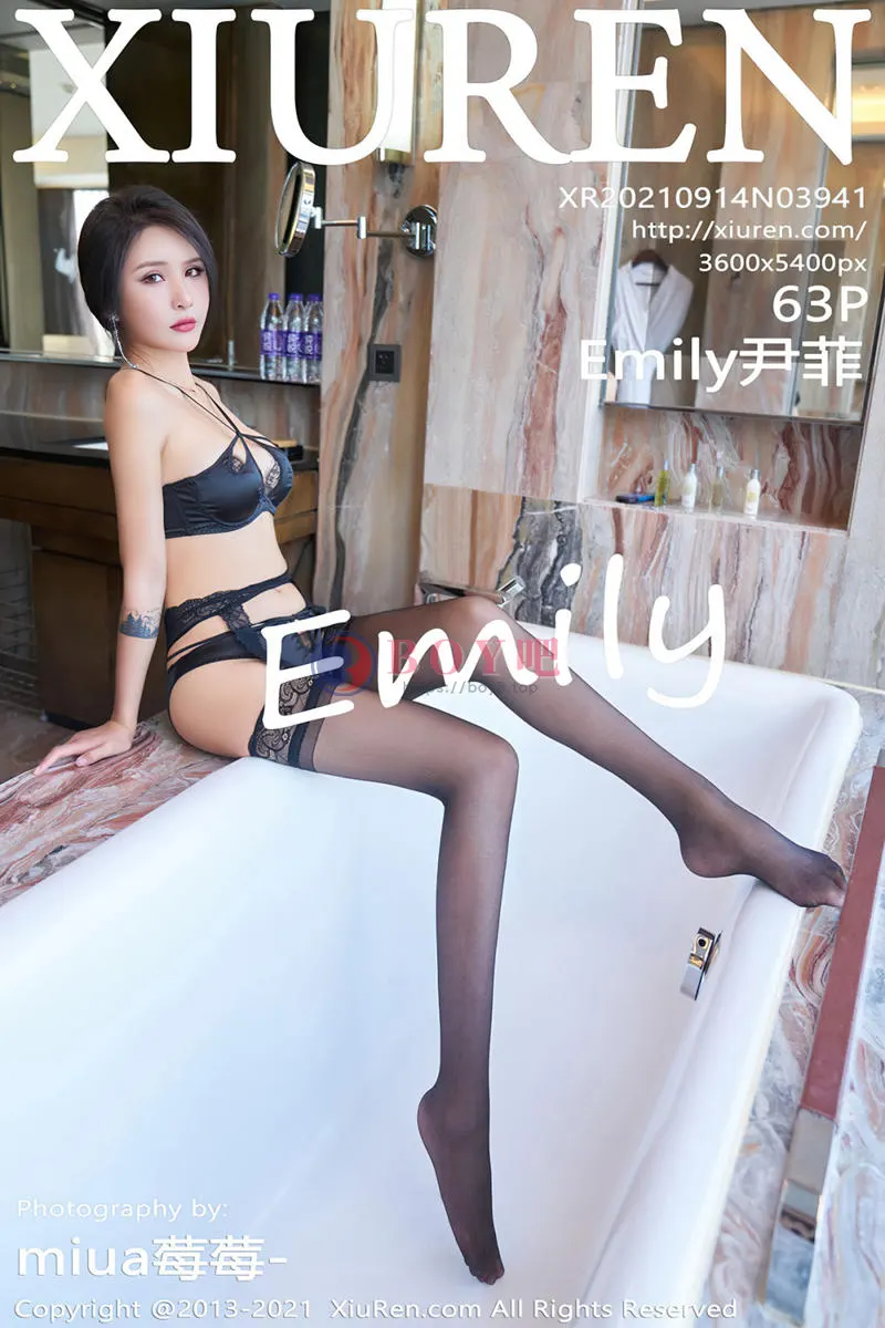 [XiuRen秀人网] NO.3941 模特Emily尹菲云南旅拍私房半脱露蕾丝内衣吊带黑丝诱惑写真 - BOY吧-BOY吧