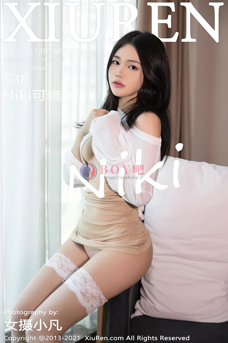 [XiuRen秀人网] NO.4305 模特Niki可雅白色薄透服饰配超短裙蕾丝袜秀翘臀美腿诱惑写真 - BOY吧-BOY吧