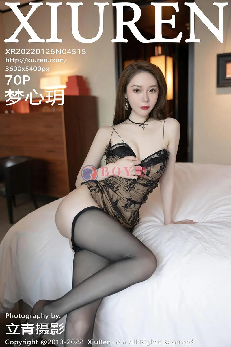 [XiuRen秀人网] No.4515 模特梦心玥性感黄灰色轻纱吊裙配超薄黑丝裤袜秀翘臀诱惑写真 - BOY吧-BOY吧