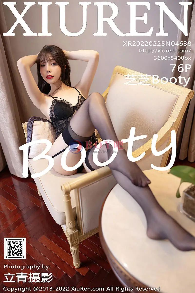 [XiuRen秀人网] No.4638 女神芝芝Booty私房脱制服露黑色蕾丝内衣配黑丝吊袜魅惑写真 - BOY吧-BOY吧