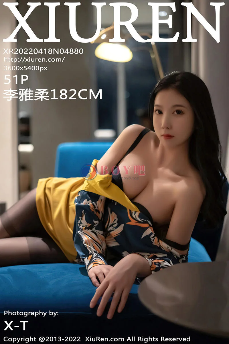 [XiuRen秀人网] No.4880 模特李雅柔蓝色图案上衣配黄短裙露性感内衣超薄黑丝诱惑写真 - BOY吧-BOY吧