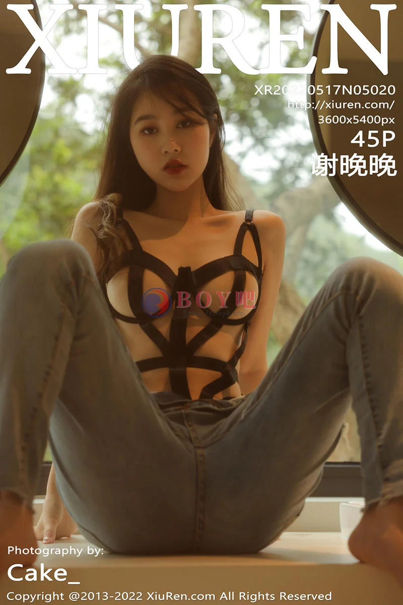 [XiuRen秀人网] No.5020 模特谢晚晚私房脱牛仔裤露黑色捆带式内衣秀婀娜身姿诱惑写真-BOY吧