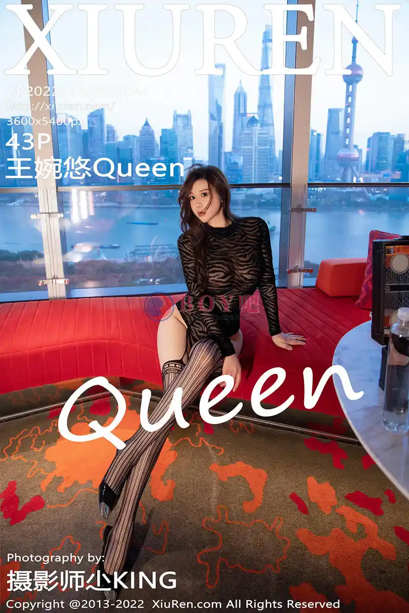 [XiuRen秀人网] No.5044 模特王婉悠Queen私房性感黑丝条纹轻透服饰配黑丝吊袜诱惑写真 - BOY吧-BOY吧
