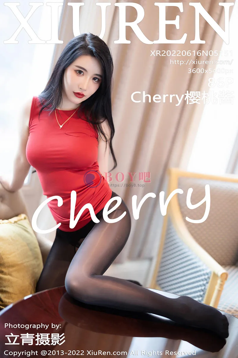 [XiuRen秀人网] No.5151 女神Cherry绯月樱厦门旅拍红色收身衣配开档黑丝撩人诱惑写真 - BOY吧-BOY吧
