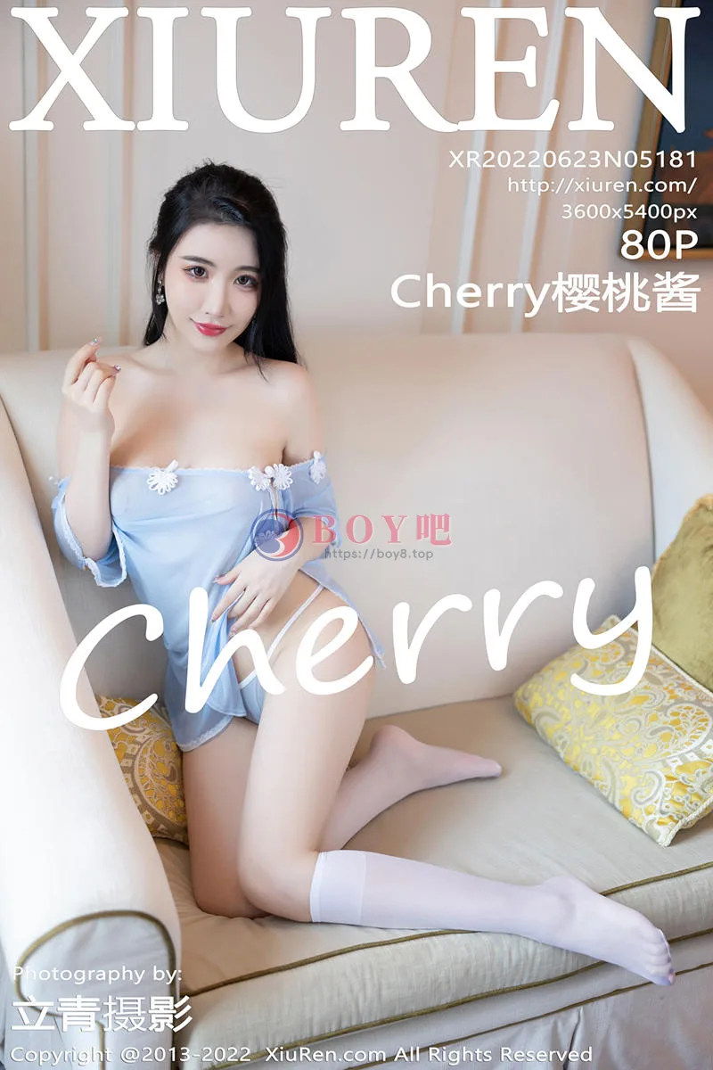 [XiuRen秀人网] No.5181 女神Cherry樱桃酱厦门旅拍浅蓝色轻透旗袍配白色丝袜诱惑写真 - BOY吧-BOY吧