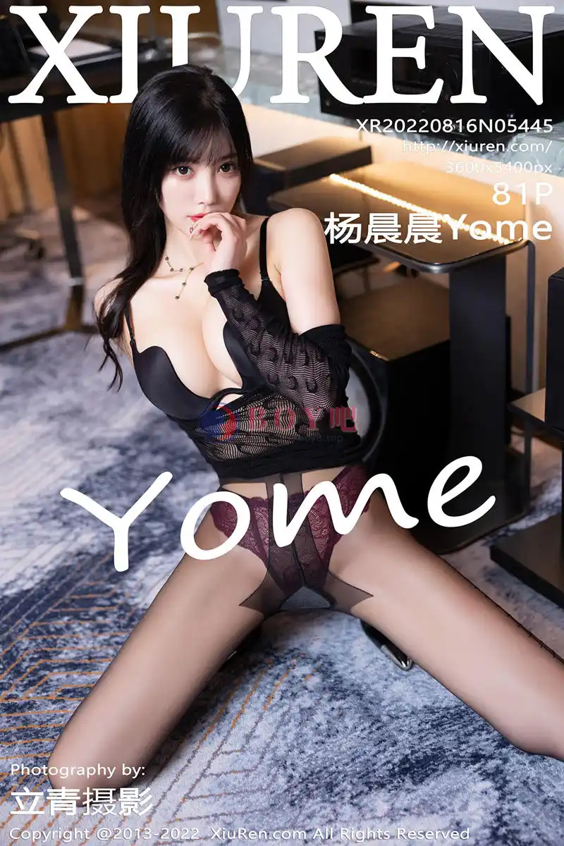 [XiuRen秀人网] No.5445 女神杨晨晨Yome黑色网纱连衣裙露性感黑色内衣迷人诱惑写真 - BOY吧-BOY吧